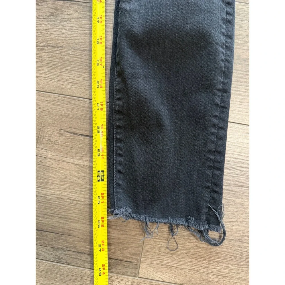 MOTHER Looker Ankle Fray Jeans Black Distressed High‎ Rise Skinny Leg Size 25